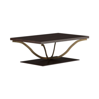 Orkney Rectangle Wooden and Metal Coffee Table with Veneer Inlay