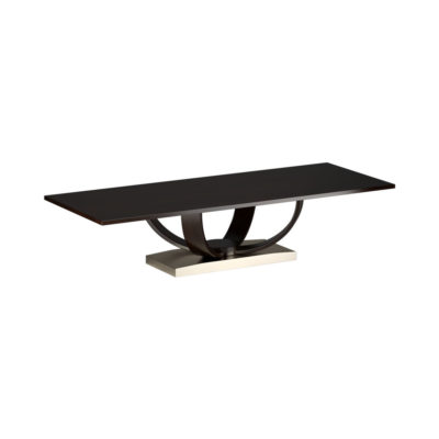 Ross Rectangle Brown and Gold Wood Dining Table