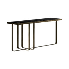 Stewartry Brass Base and Black Marble Top Console Table
