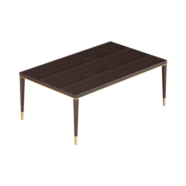 Sutherland Rectangle Brown and Brass Wooden Dining Table