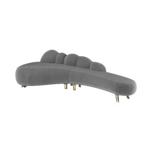 Alessa Curved Grey Sofa with Gold Legs