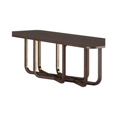 Aba Wooden and Brass Dining Table with Luxury Designed Legs
