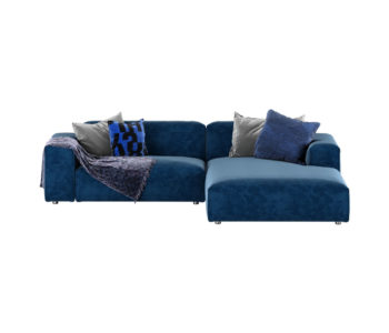 Diamond Modern Blue Velvet Corner Sofa