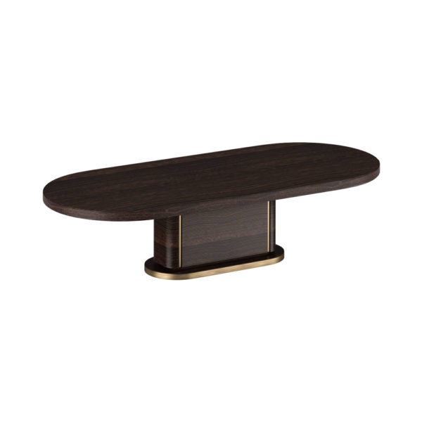Diva Wooden Oval Dining Table With Brass Inlay