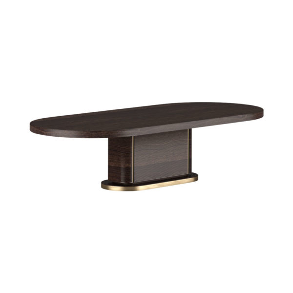 Diva Wooden Oval Dining Table With Brass Inlay