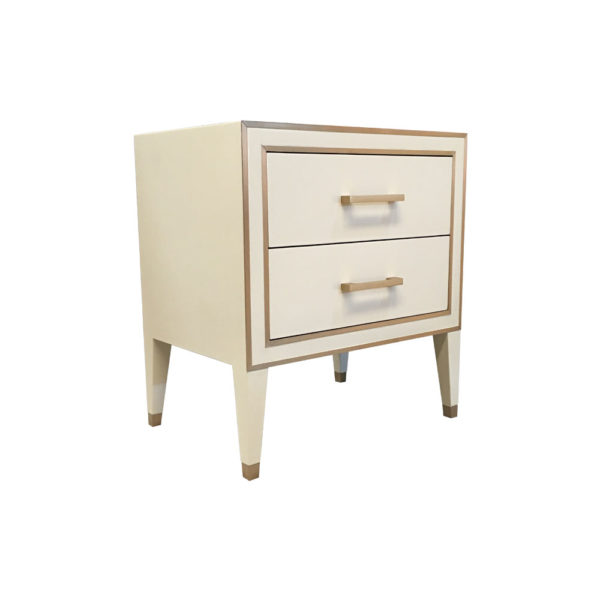 Emma Cream Bedside Table with Brass Inlay