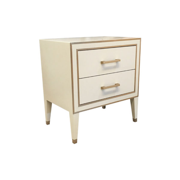 Emma Cream Bedside Table with Brass Inlay