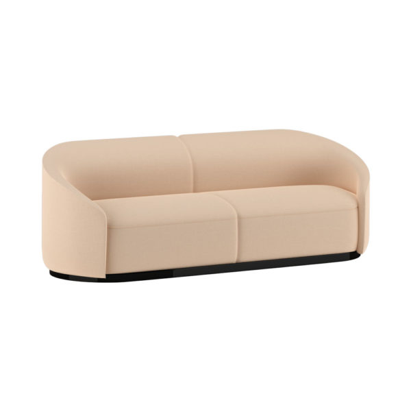 Frey Curved off White 2 Seater Sofa with Black Base