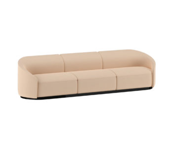 Frey Curved off White 3 Seater Sofa with Black Base
