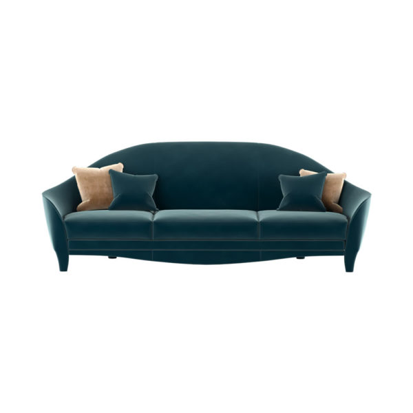 Harley Blue 3 Seater Curved Sofa