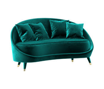 Kiko Upholstered Curved Green Sofa