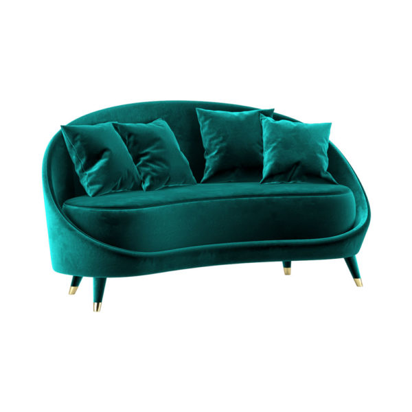 Kiko Upholstered Curved Green Sofa