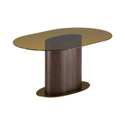 Milano Wooden and Smoke Glass Dining Table