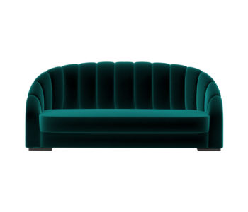 Ollie Upholstered Velvet Green Striped Sofa