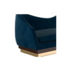 Tristan Blue Velvet Curved Sofa with Brass Legs 3