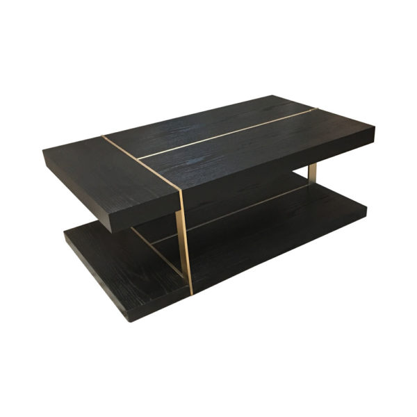 Wimbledon Wooden Black with Brass Coffee Table UK