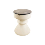 Bishop Cream White Lacquer Bedside Table with Marble Top Beside View