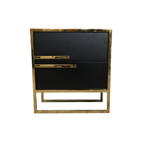Derby Black Bedside Table with Stainless Steel