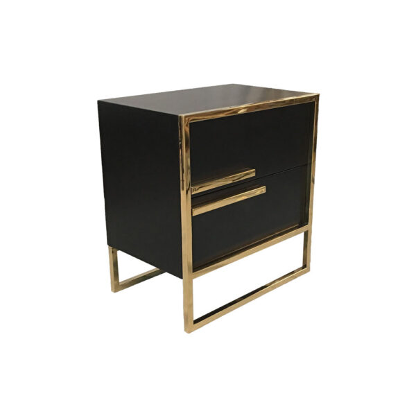 Derby Black Bedside Table with Stainless Steel