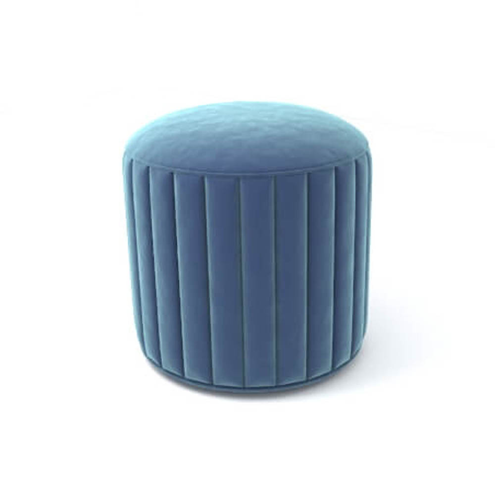 Caren Upholstered Stripped Round Pouf Top View