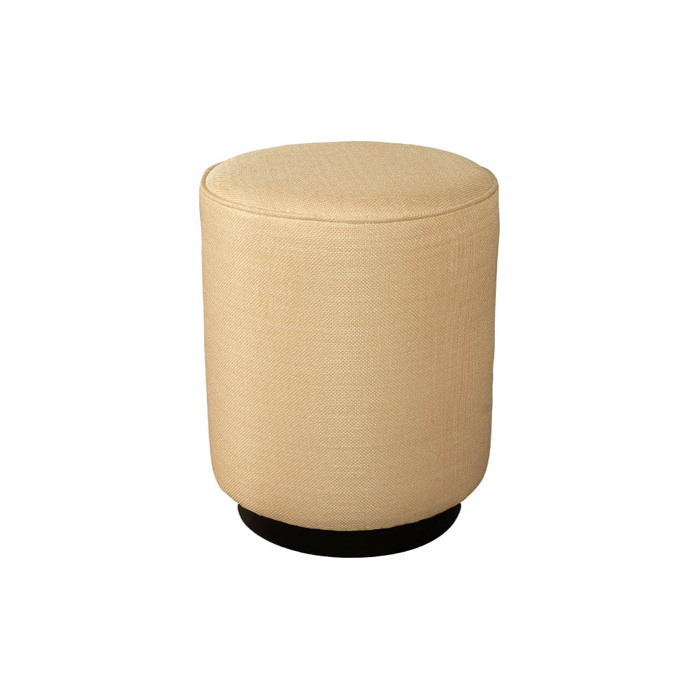 Loren Upholstered Round Pouf with Black Base