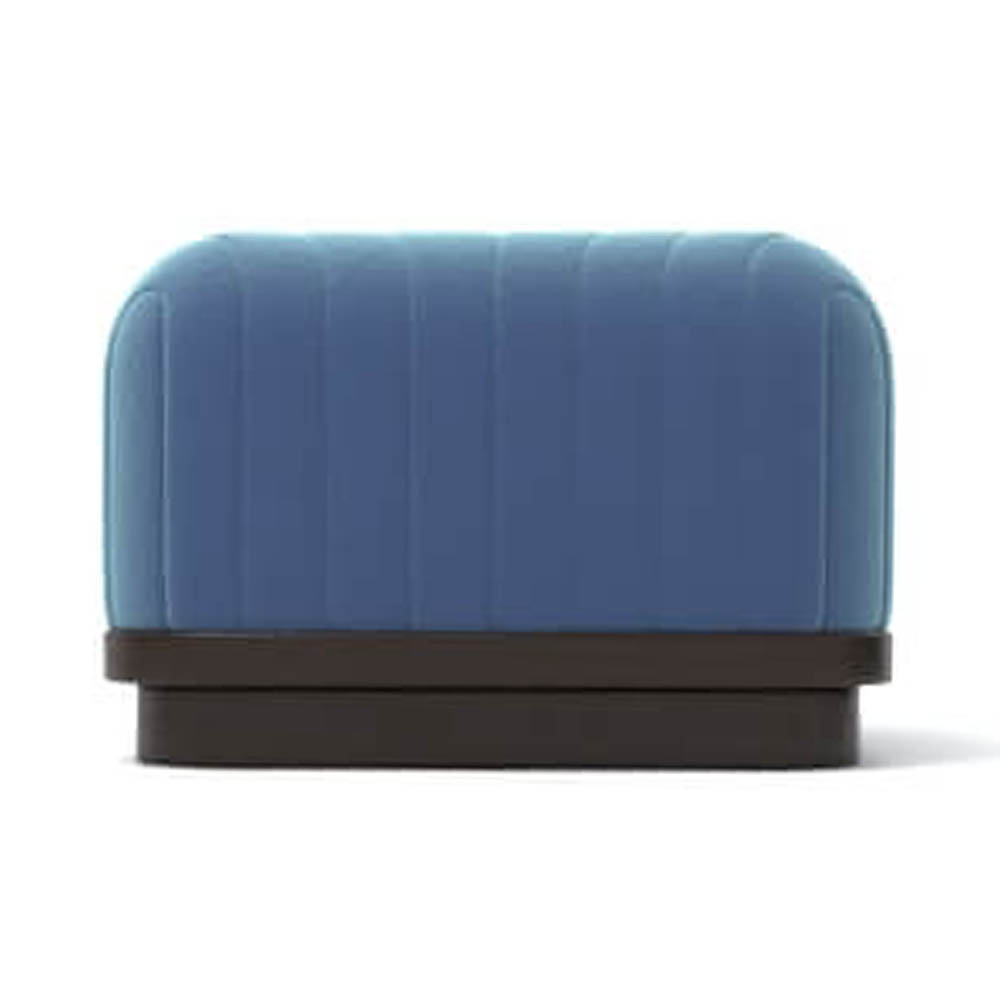 Lorna Upholstered Square Pouf with Wooden Base Front E