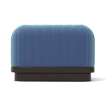 Lorna Upholstered Square Pouf with Wooden Base Front E