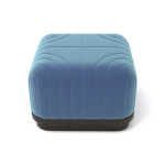 Lorna Upholstered Square Pouf with Wooden Base Top C