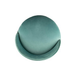 Lovy Round Velvet Turquoise Blue Pouf with Brass Base Top