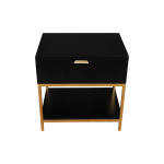 Alania Black Bedside Table with Shelf and Drawer Top View