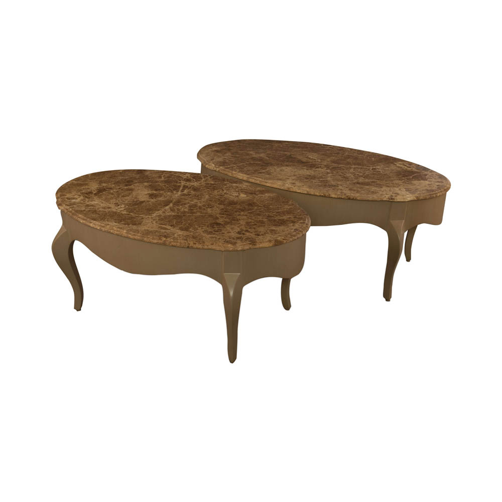 Alivar Oval Wood Marble Top Coffee Table