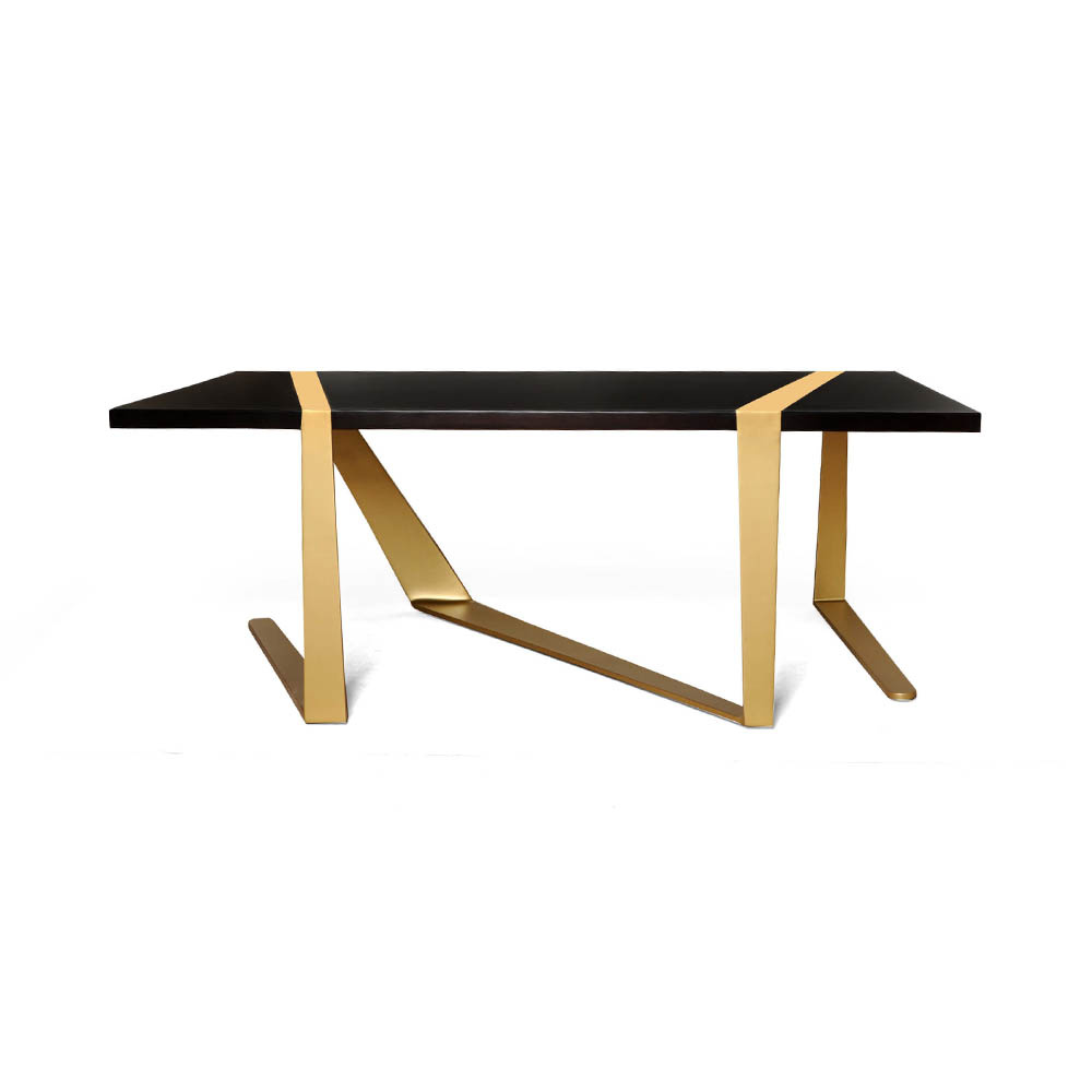 Anais Wooden Coffee Table with Gold Stainless Steel Legs