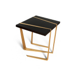 Anais Wooden Side Table with Gold Stainless Steel Legs