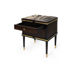Arabelle 2 Drawers with Brass and Brown Marble Top Bedside