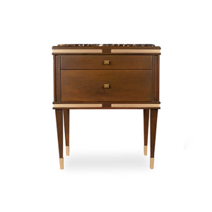 Arabelle 2 Drawers with Brass and Marble Top Bedside Table