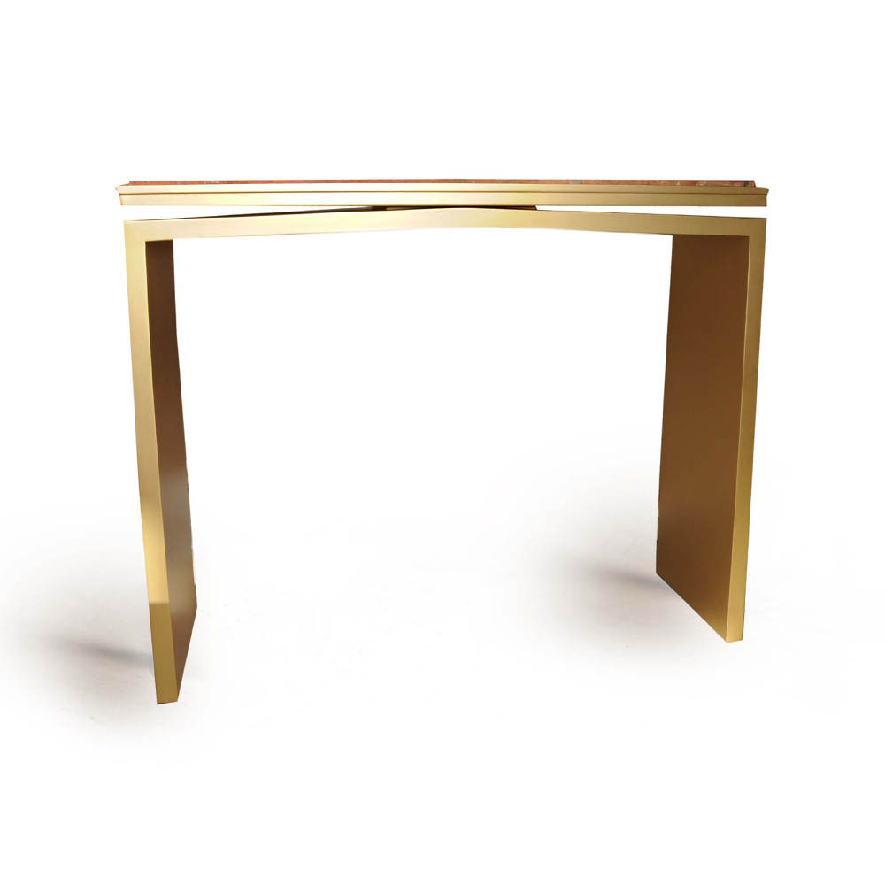 Arch Gold Marble Top Console Table Back View