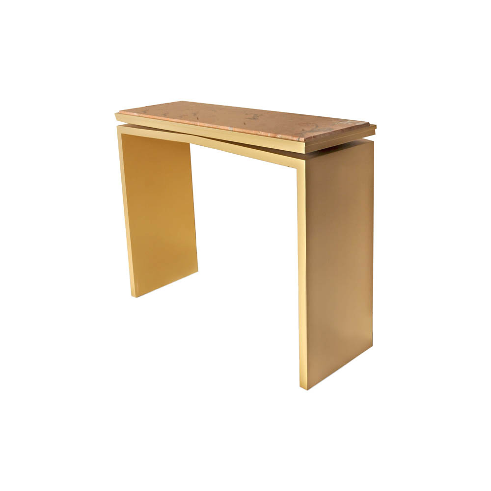 Arch Gold Marble Top Console Table Beside view