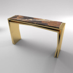 Aria Wooden Gold Console Table with Marble Top Beside View