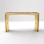 Aria Wooden Gold Console Table with Marble Top Front View
