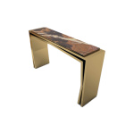 Aria Wooden Gold Console Table with Marble Top Side View