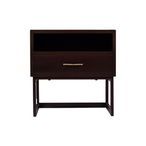 Ascot Brown Bedside Table with Shelf and Stainless Leg