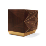 Atlantis Mahogany Brown Bedside Table with Brass Inlay Beside View