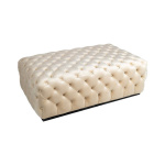 Audrey Tufted Upholstered Cream Ottoman Side F