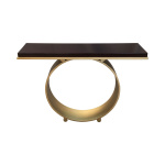 Aurora Console Table Brown and Gold Circle Base