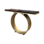 Aurora Console Table Brown and Gold Circle Base