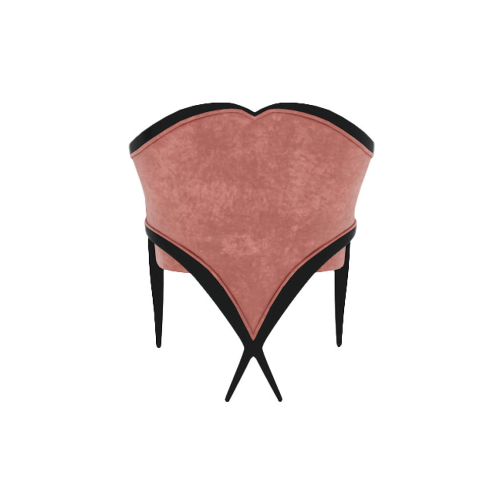 Bali Upholstered Wooden Frame Blush Velvet Armchair with Cross Legs