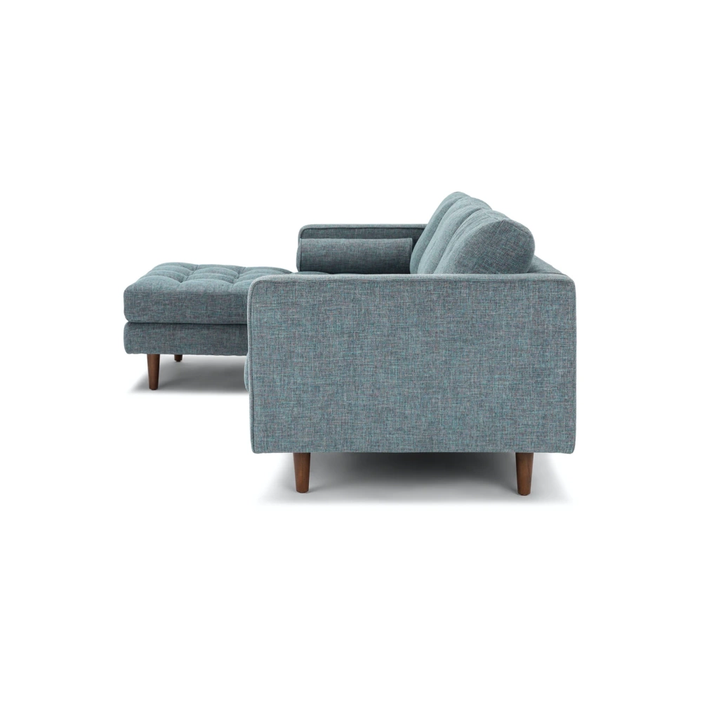 Barcelona Upholstered Aqua Tweed Fabric Corner Sofa