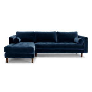Barcelona Upholstered Cascadia Blue Velvet Corner Sofa