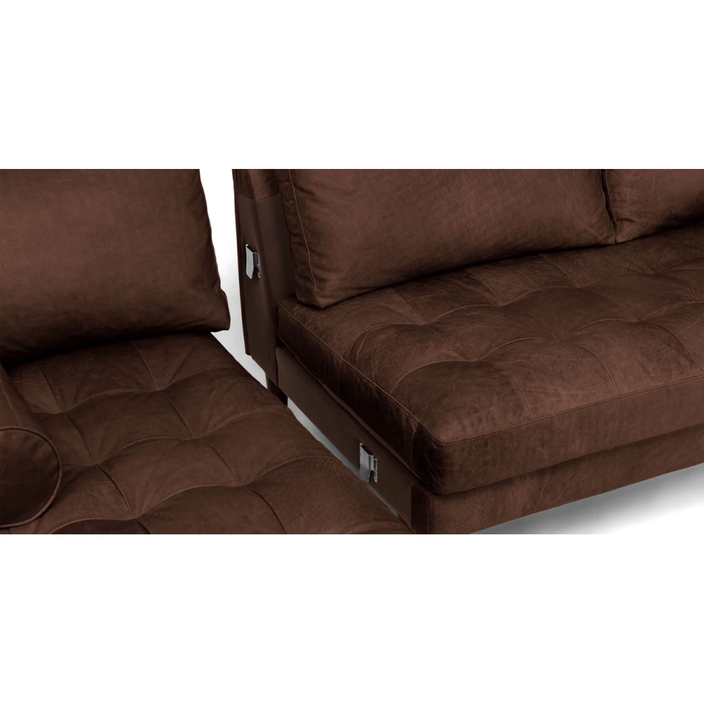 Barcelona Upholstered Charme Chocolate Leather Corner Sofa
