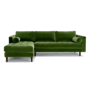 Barcelona Upholstered Grass Green Velvet Corner Sofa